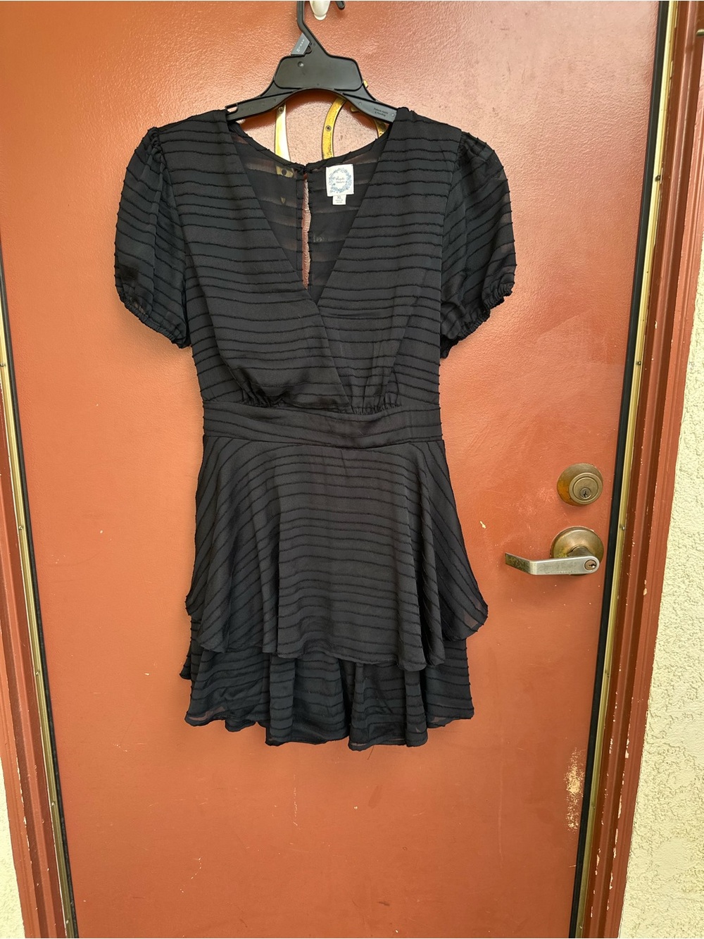 Blue Rain Black Tie Back Gothic Coquette Girl Romper
